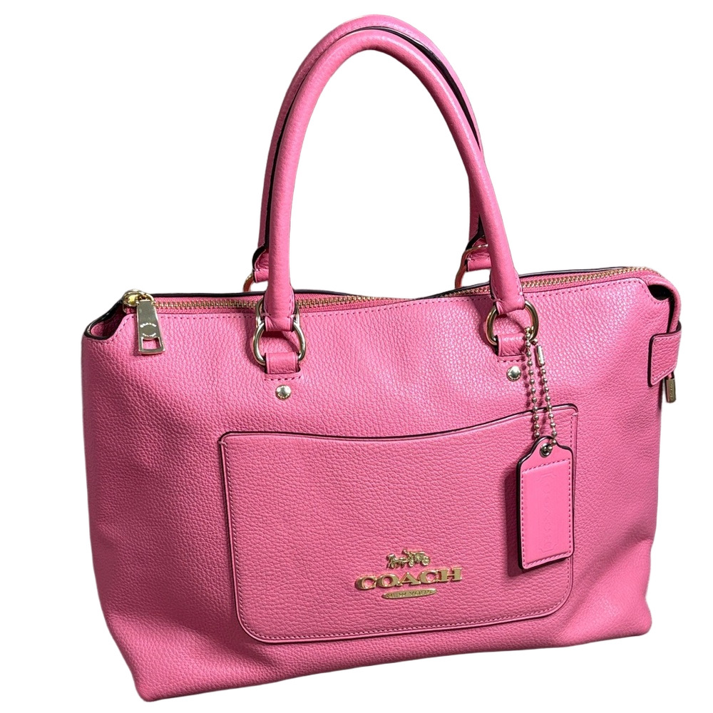 Coach Emma Satchel Pink Pebble Leather Crossbody Shoulder Bag Strap
